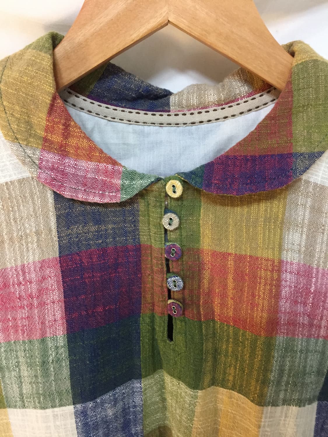 모리걸 단추 레이어드 체크원피스 상품이미지2