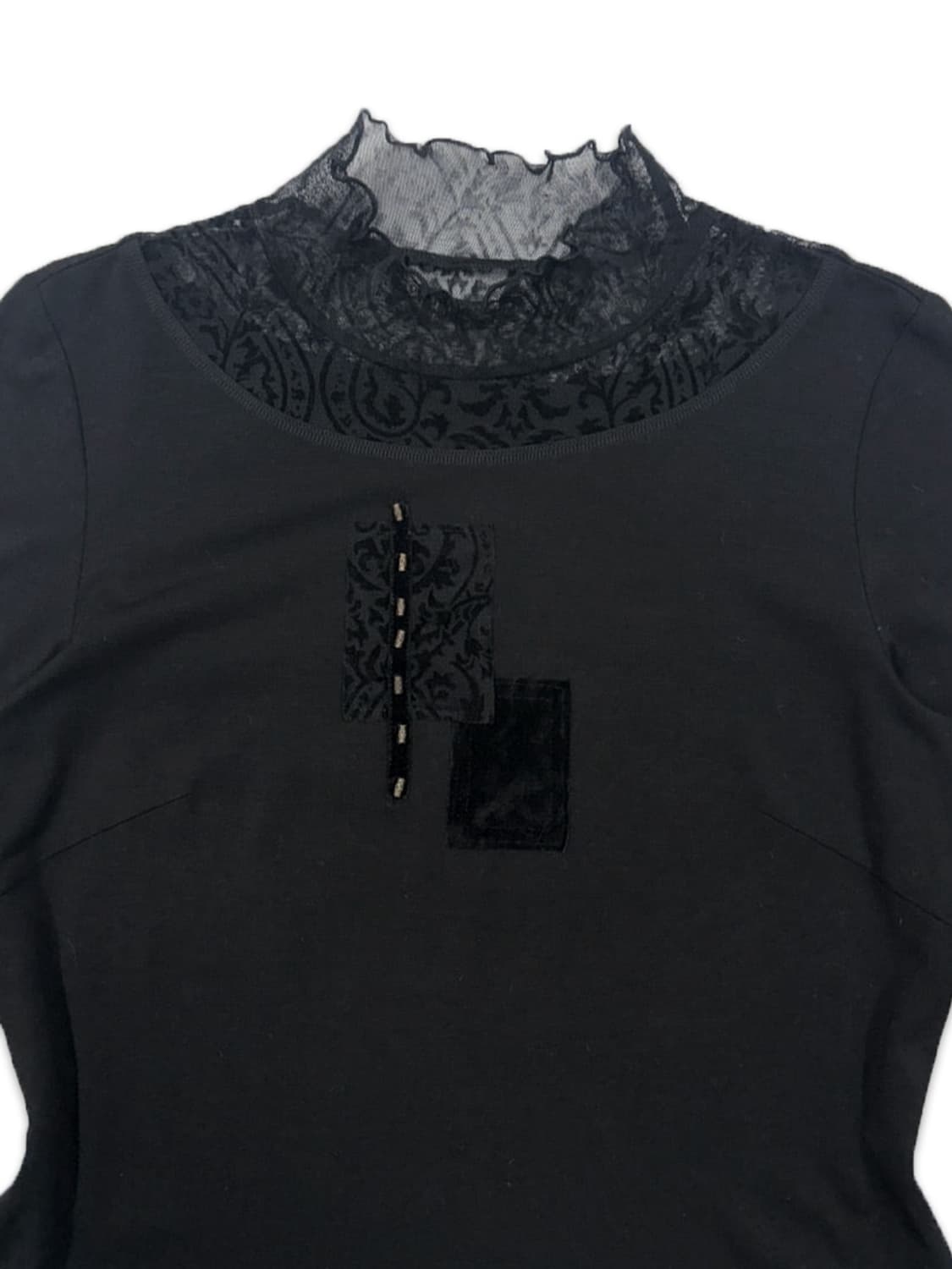 빈티지 블랙 레이스 레이어드 긴팔티 상품이미지4