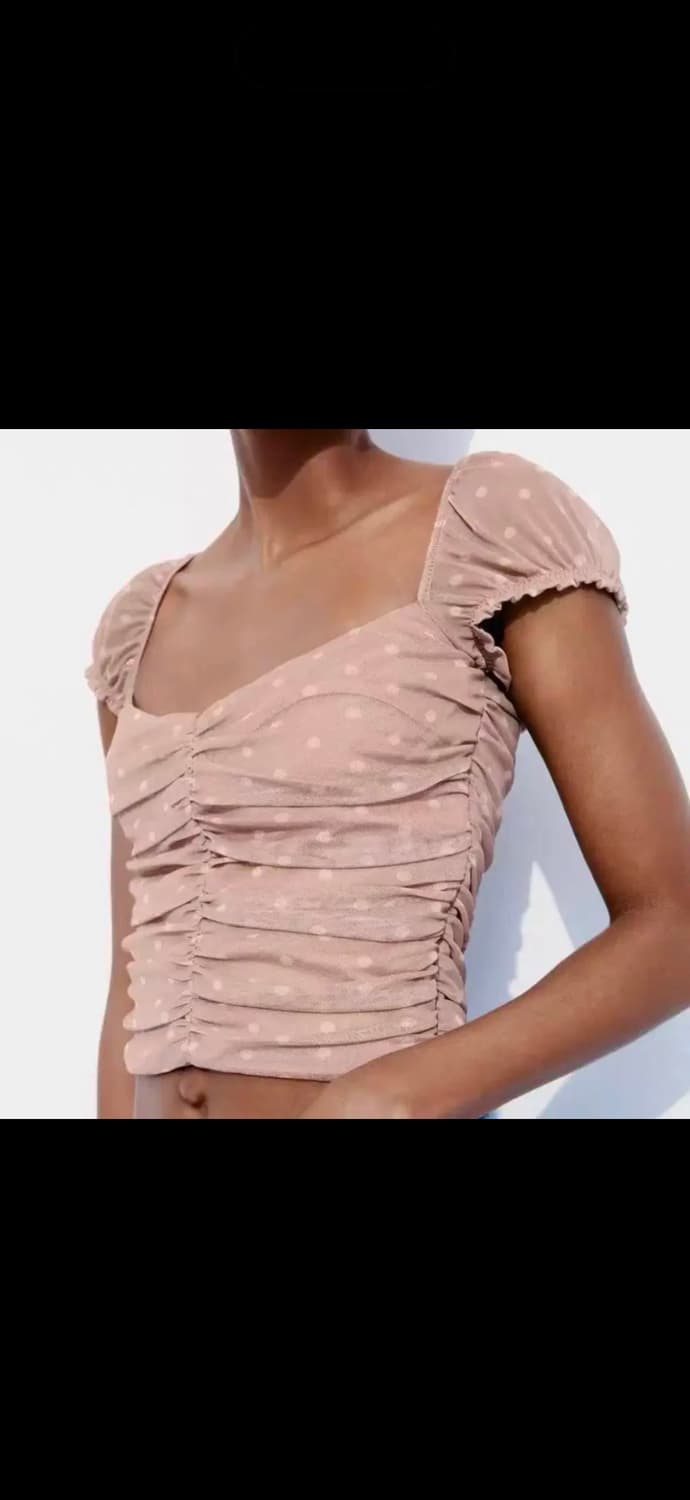 자라 도티드 캡소매 뷔스티에 블라우스 여름휴양지블라우스 상품이미지1