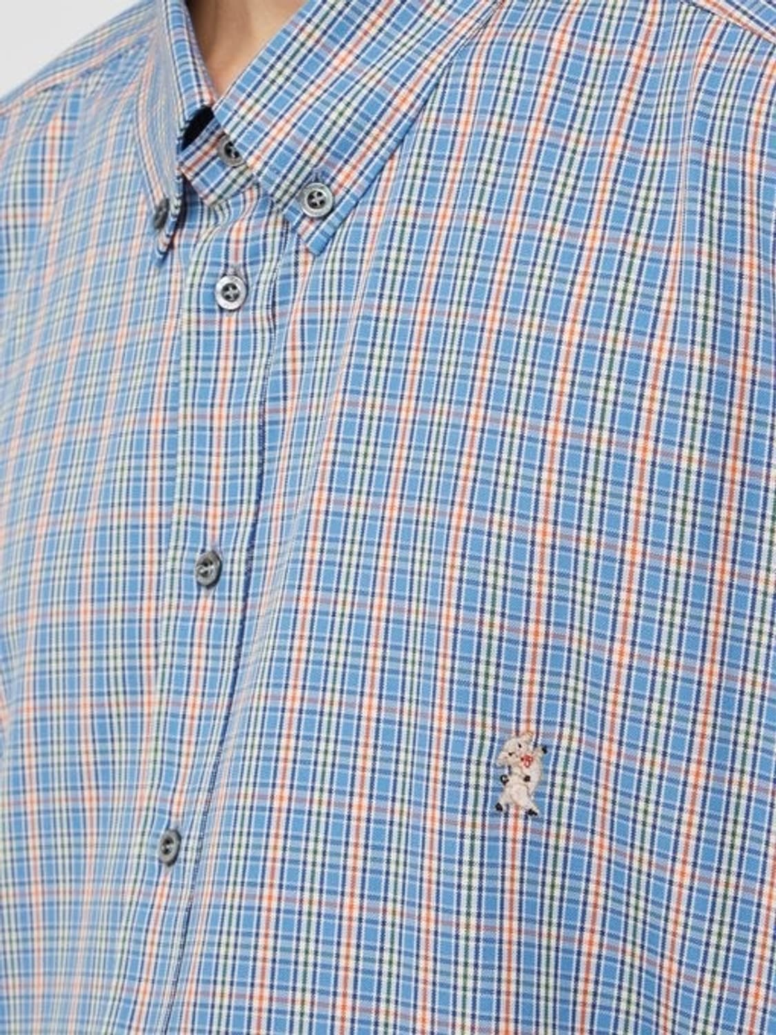 GUCCI 구찌 로고 피글렛 자수 체크 블루 코튼 오버셔츠46 상품이미지5