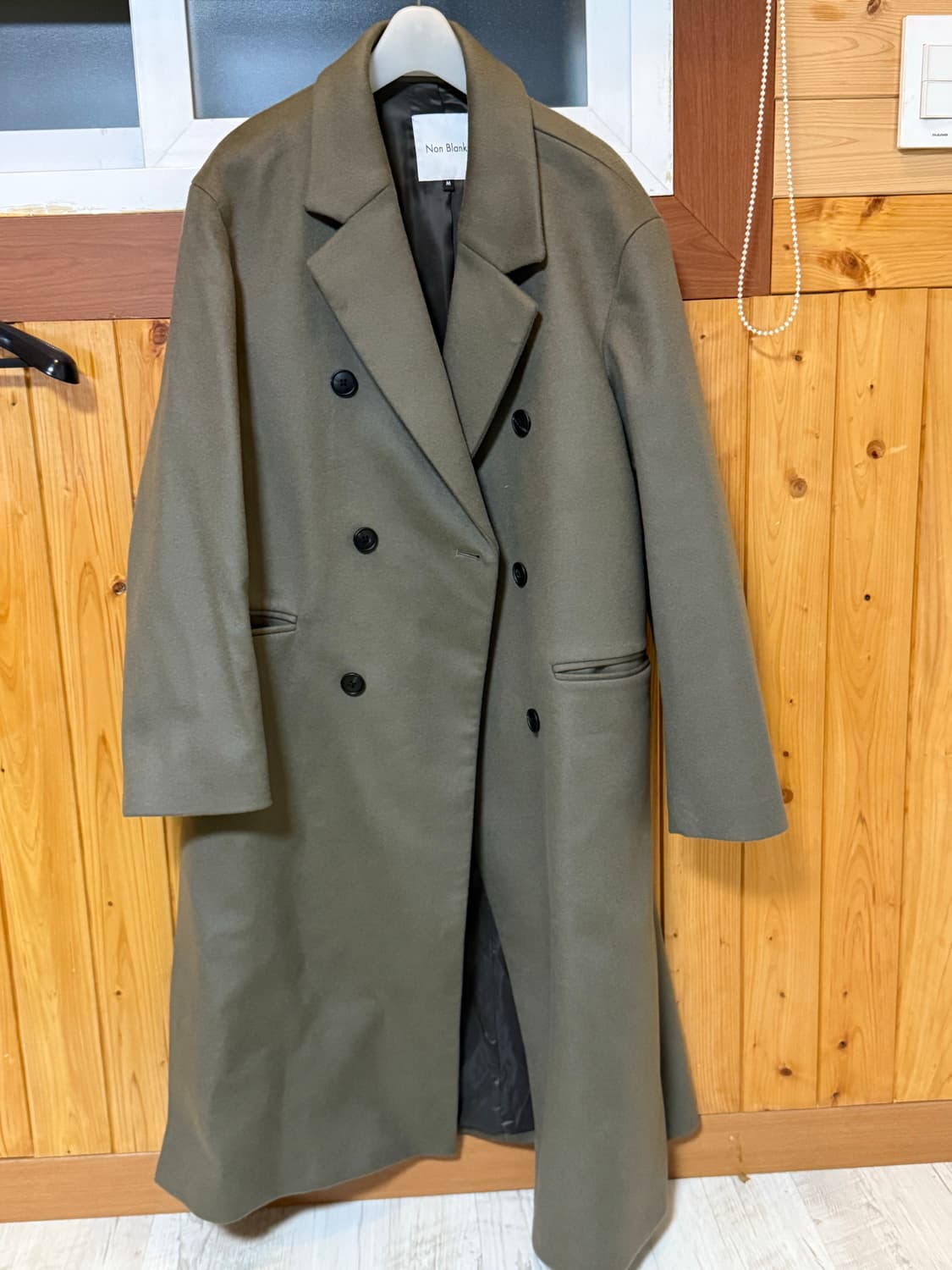 넌블랭크 캐시미어 사이드 딥 밴트 코트 카키 M 상품이미지2