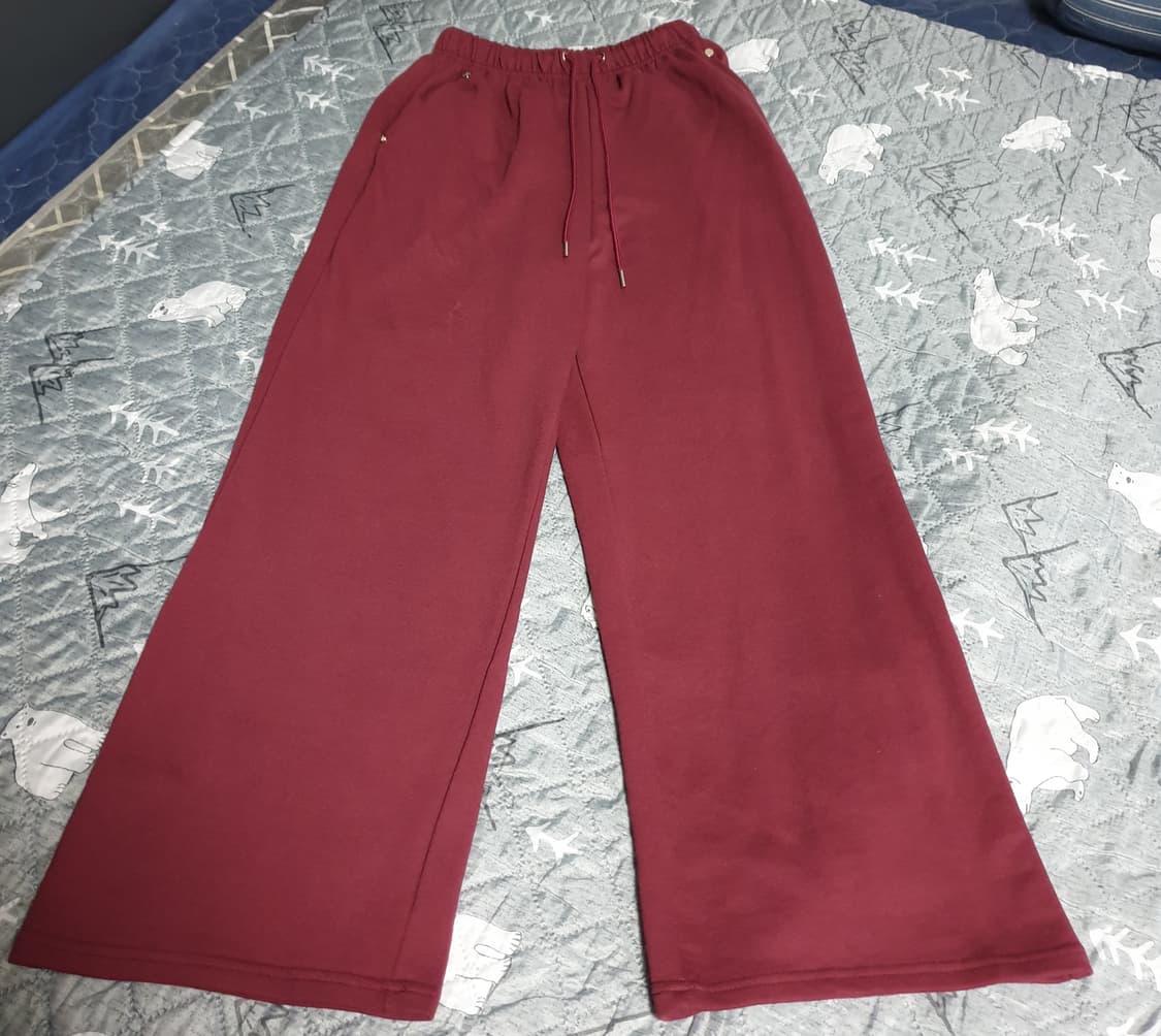 HOLLY 메이드 크롭 후드짚업 와이드팬츠 스웨트 상하의 버건디(F) 상품이미지4