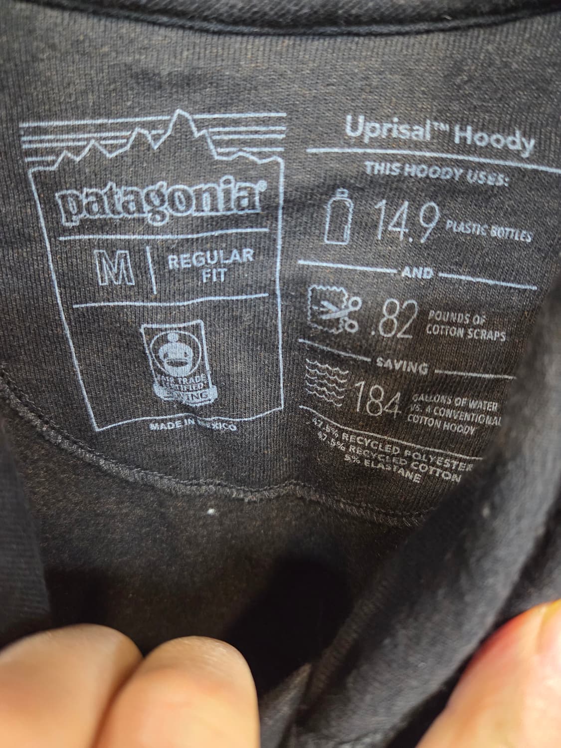 파타고니아 텍스트로고 기모 후드티 M 레귤러  상품이미지3