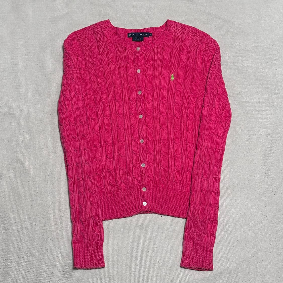 S 폴로랄프로렌 여성용 핑크 케이블 가디건 상품이미지2