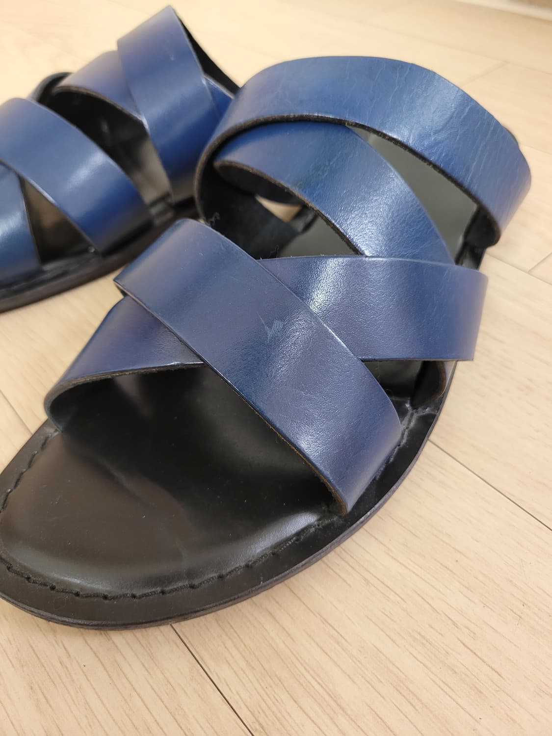 엘칸토 Elcanto 남자 가죽스트랩 슬리퍼 275 네이비 상품이미지6