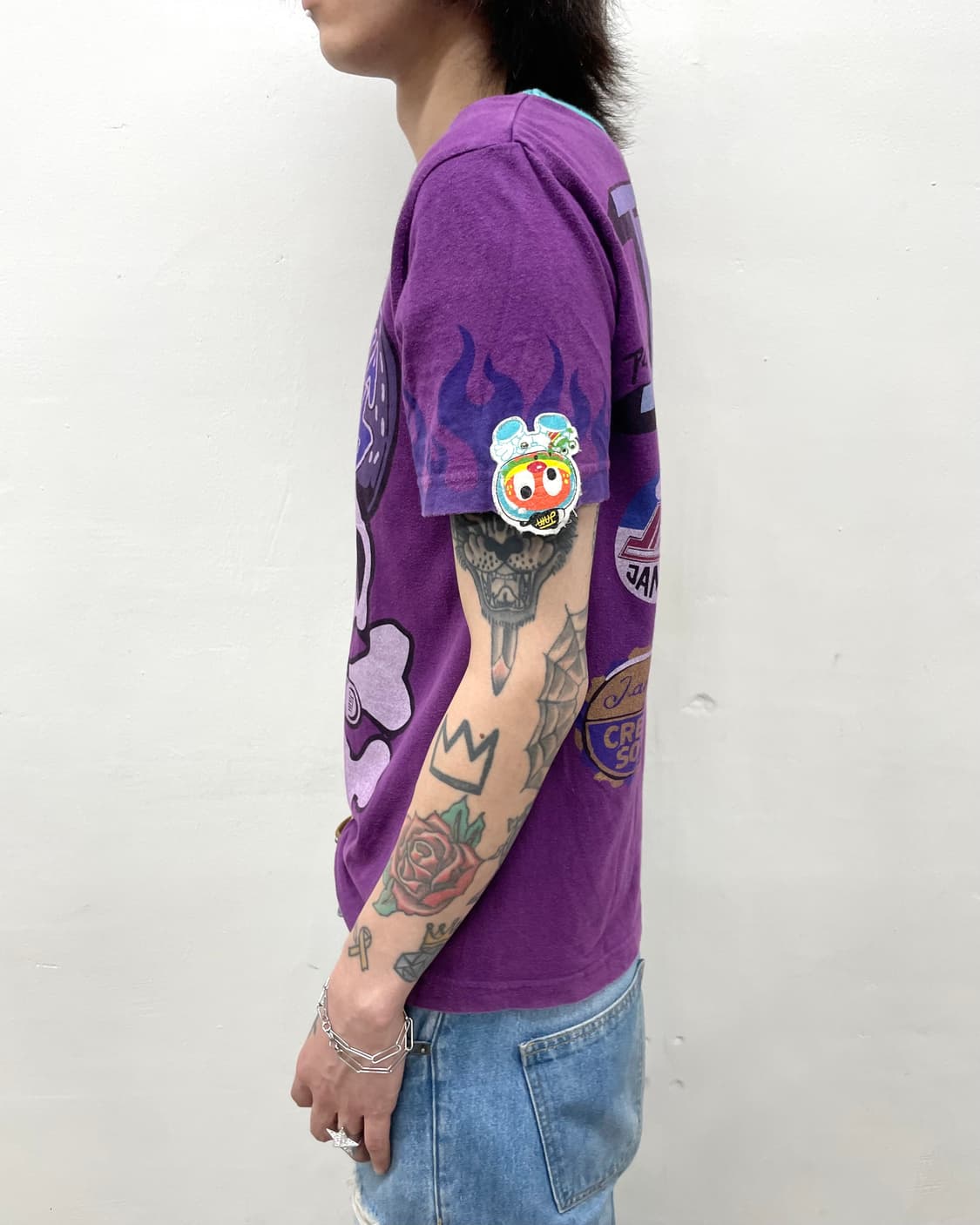 Big Skull Flame Jam Purple T-shirt 상품이미지5
