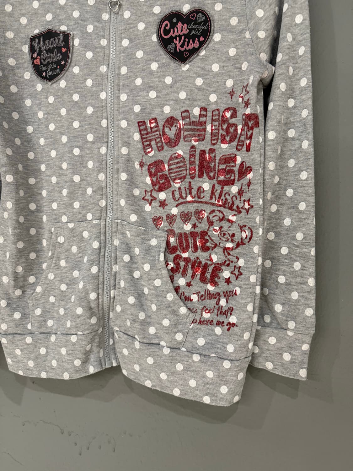 dot pattern kawaii printing hood zip-up 상품이미지6