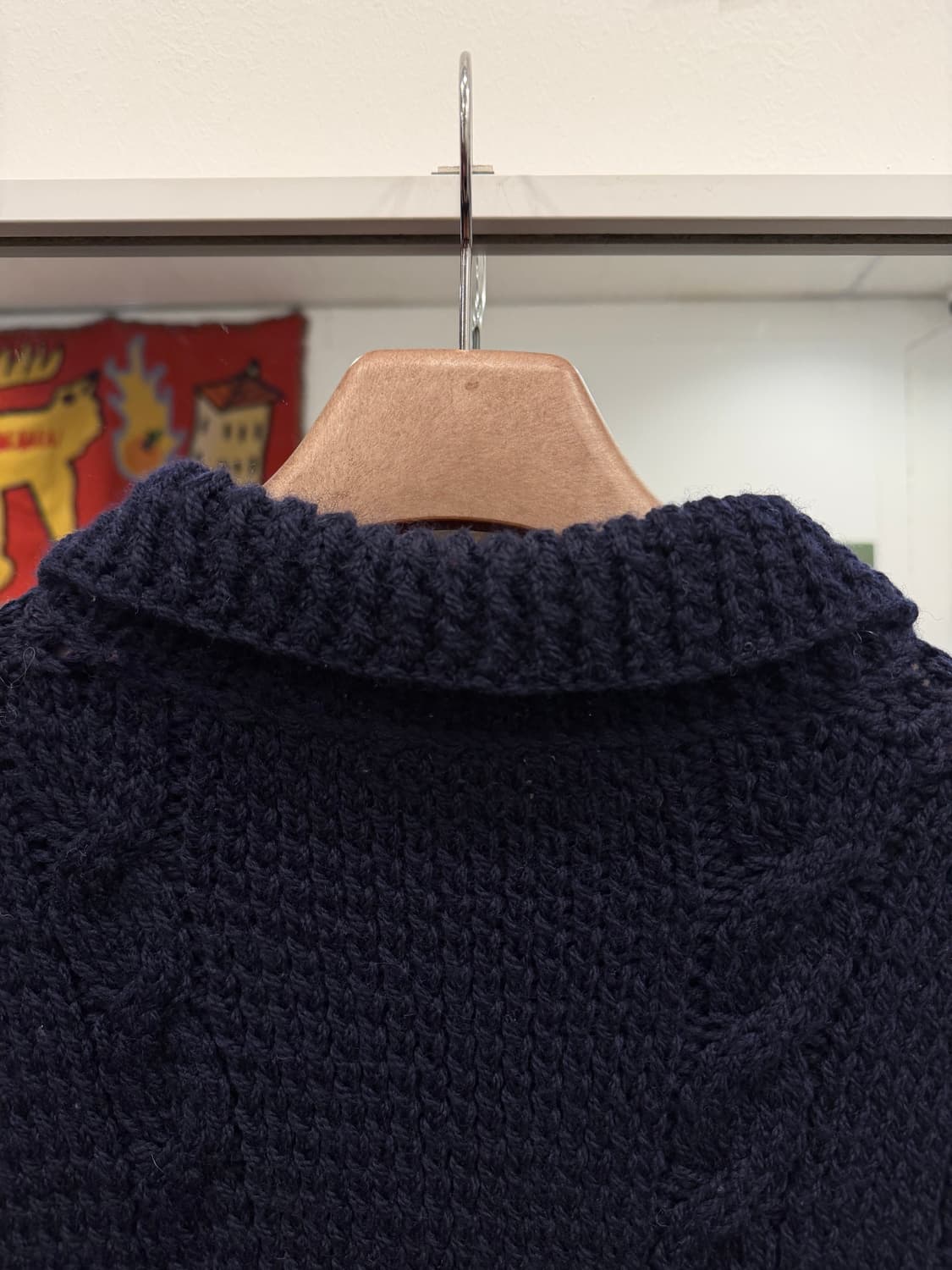 70s Vtg 빈티지 케이블 울 니트 집업 상품이미지6