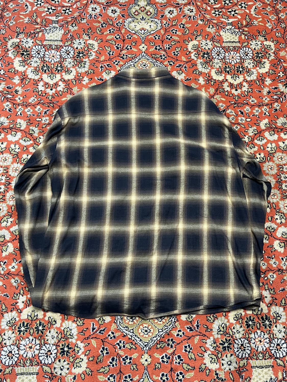 [3] 폴리테루 루즈드 체크 셔츠 웨스턴 옐로우 브라운 상품이미지2