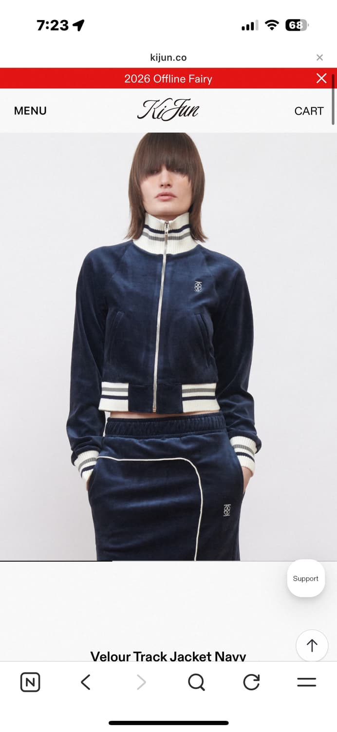 Kijun S벨벳 네이비 집업 급처  상품이미지1