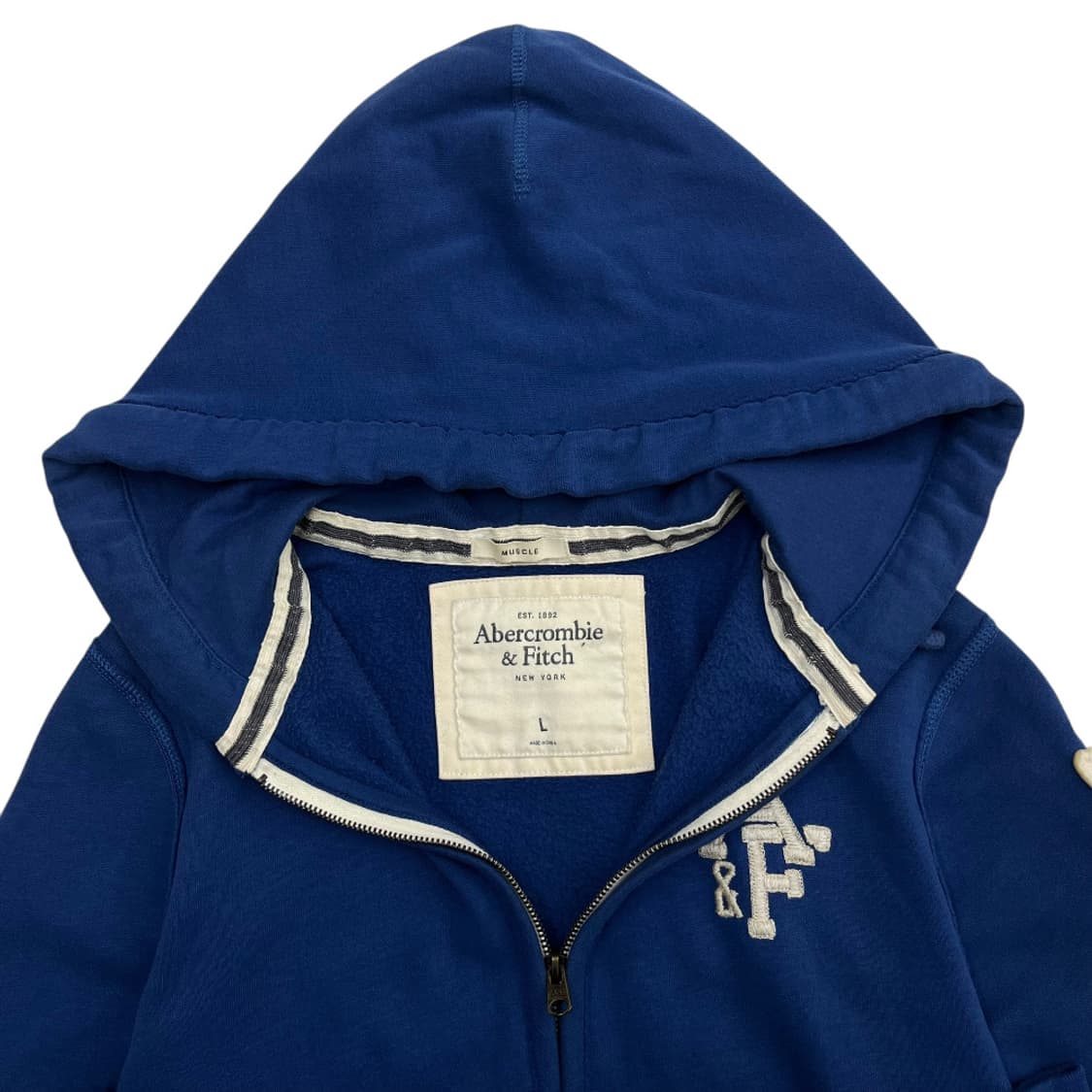 아베크롬비 사이드 패치 블루 후드집업 L 상품이미지6