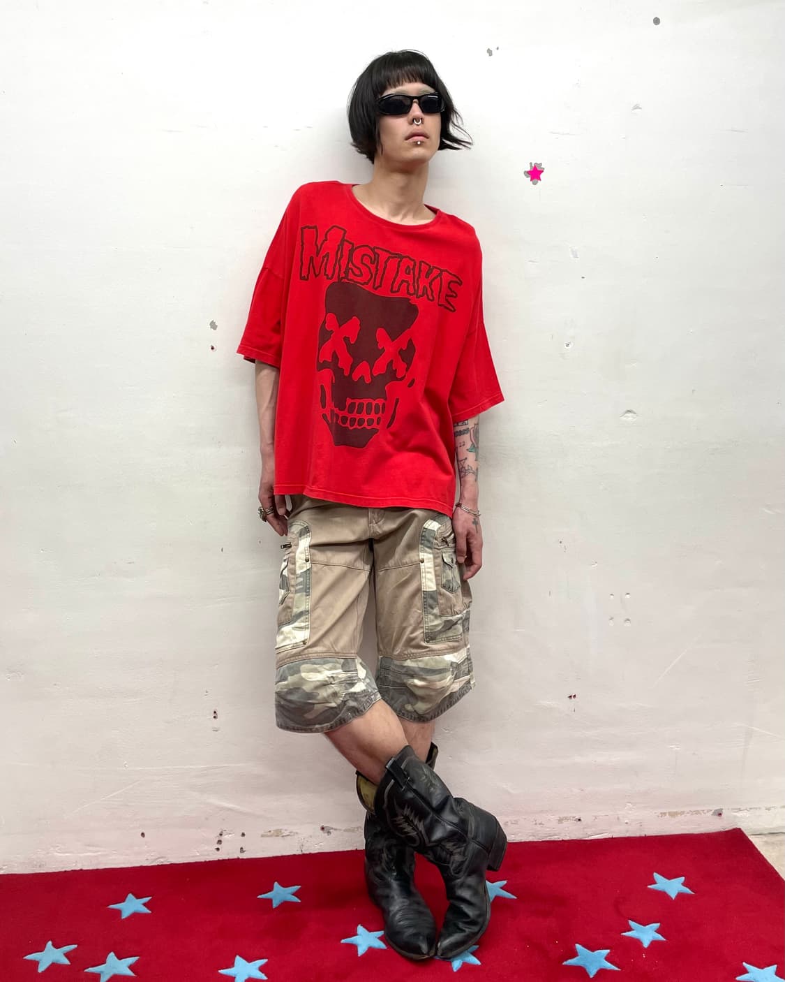 Big Skeleton Missake Loose Red T-shirt 상품이미지5