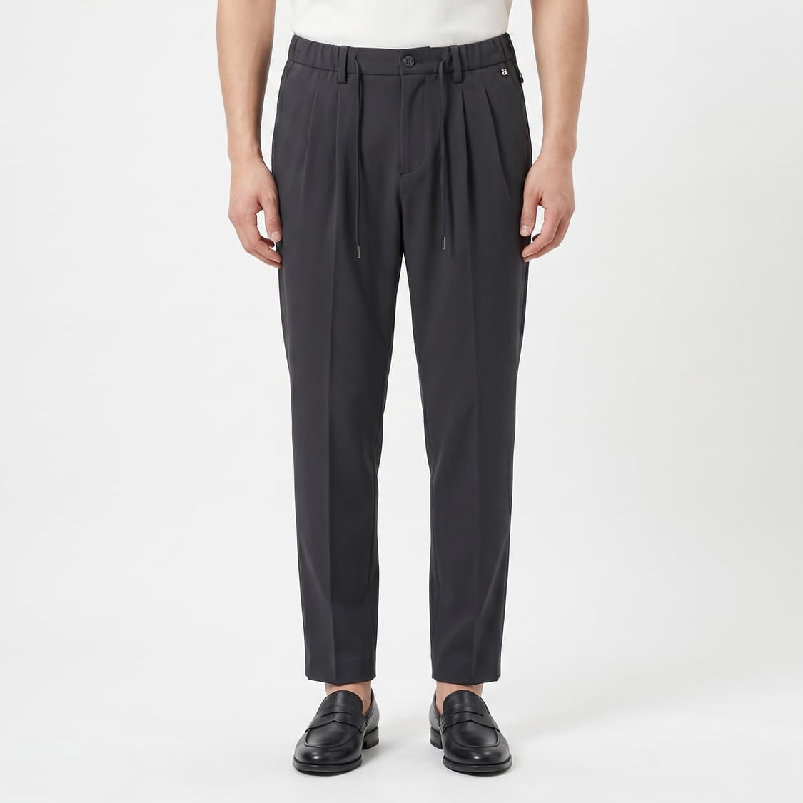 [78/30] 알레그리 드로스트링 밴딩 슬랙스 블랙 (ARPA2B337) 상품이미지1