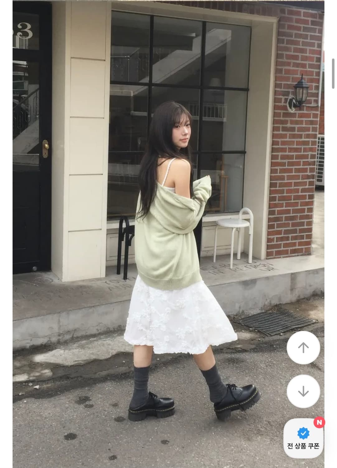 모디무드 플로럴 레이스 미디 스커트 화이트 상품이미지2