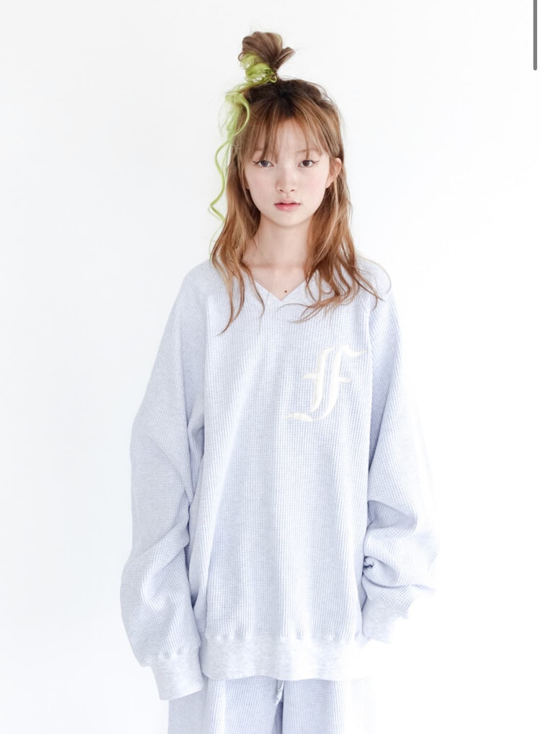 샵페어리 와플 박스 맨투맨 멜란지 그레이 상품이미지1