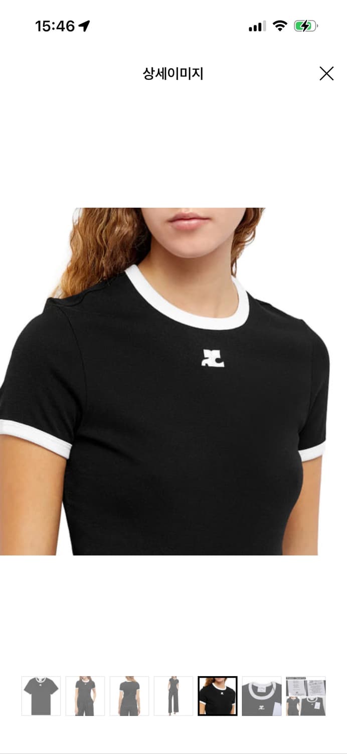 꾸레쥬 반팔티 블랙  상품이미지2