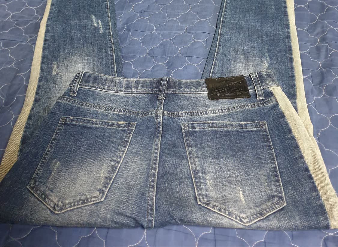 (빈티지) JMC 진 사이드배색 데미지 워싱 스판 데님팬츠 (31~32) 상품이미지3