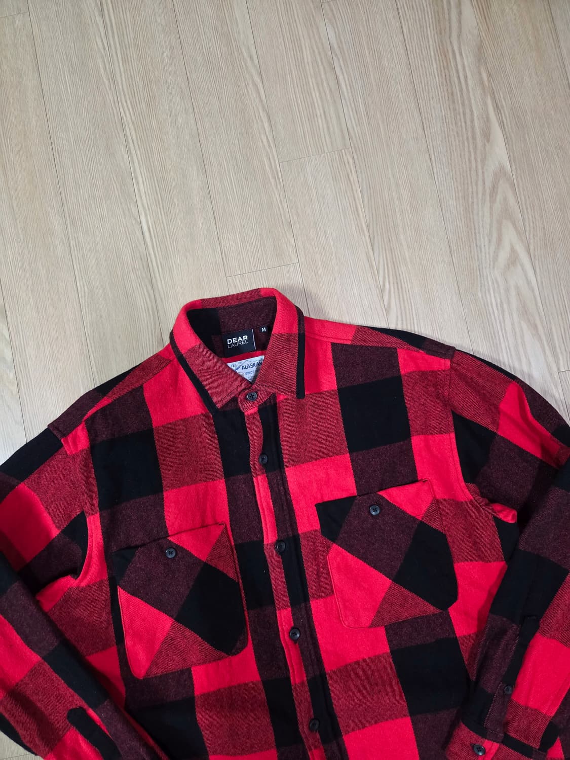 DEAR LAUREL 레드 체크 헤비 코튼 워크 셔츠 재킷 상품이미지3