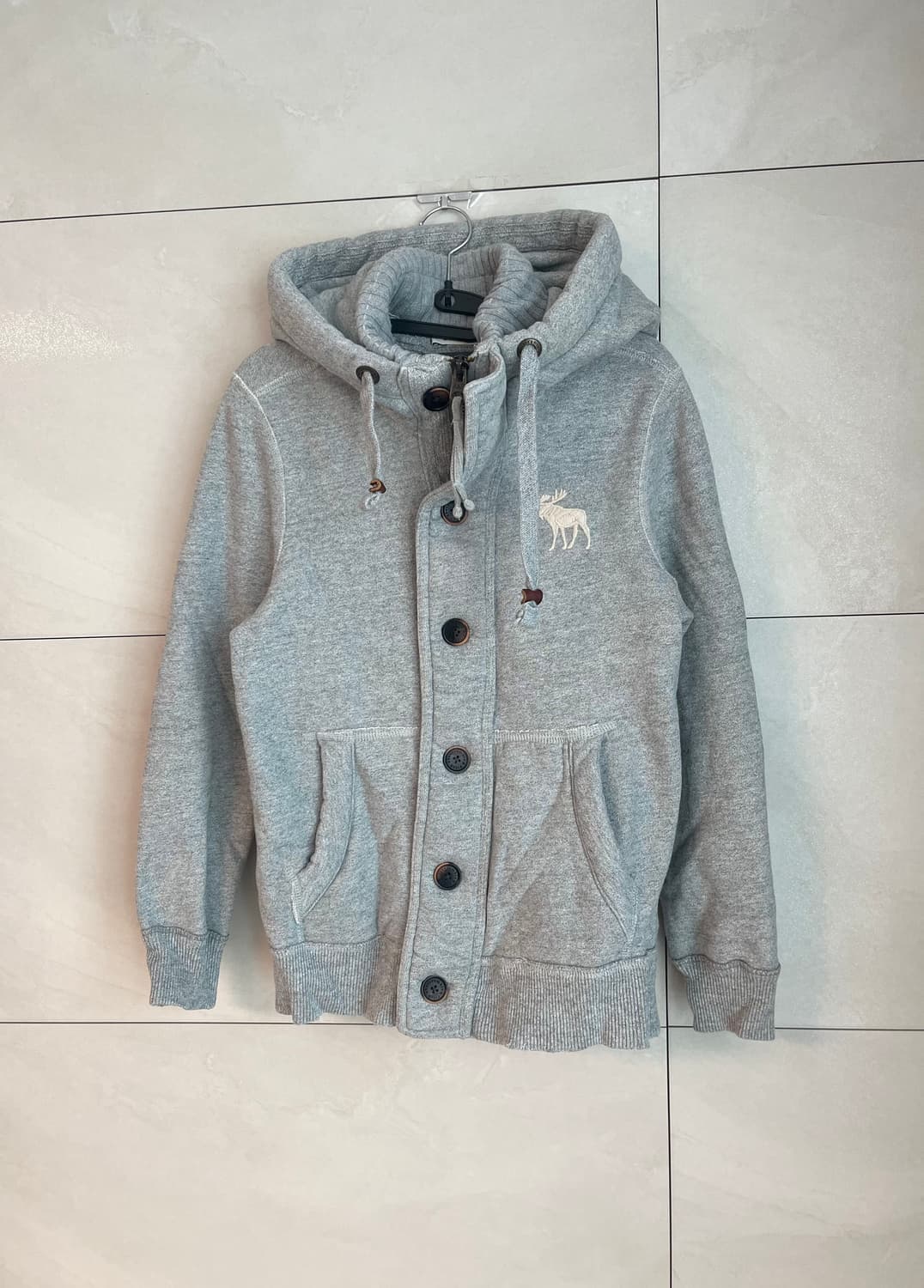 아베크롬비 화이트 순록 버튼 후드 집업 그레이 [S] 상품이미지1