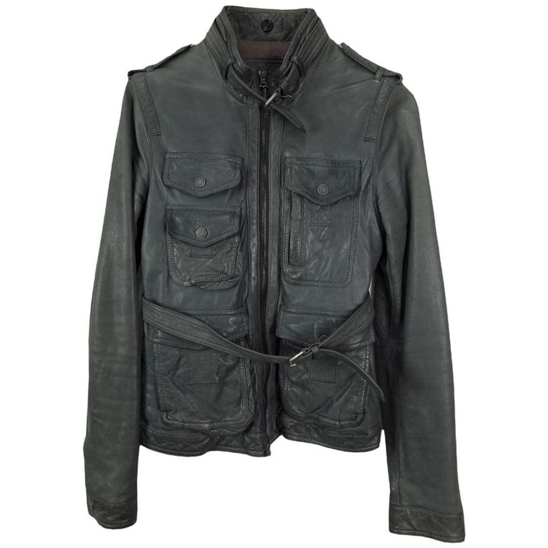 [닐바렛] 고딕 펑크 멀티 포켓 벨티드 슬림핏 레더 가죽자켓 P01399 상품이미지2