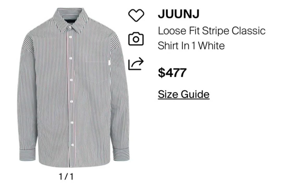 정품 46) Juun.J 준지 루즈핏 스트라이프 셔츠 상품이미지5