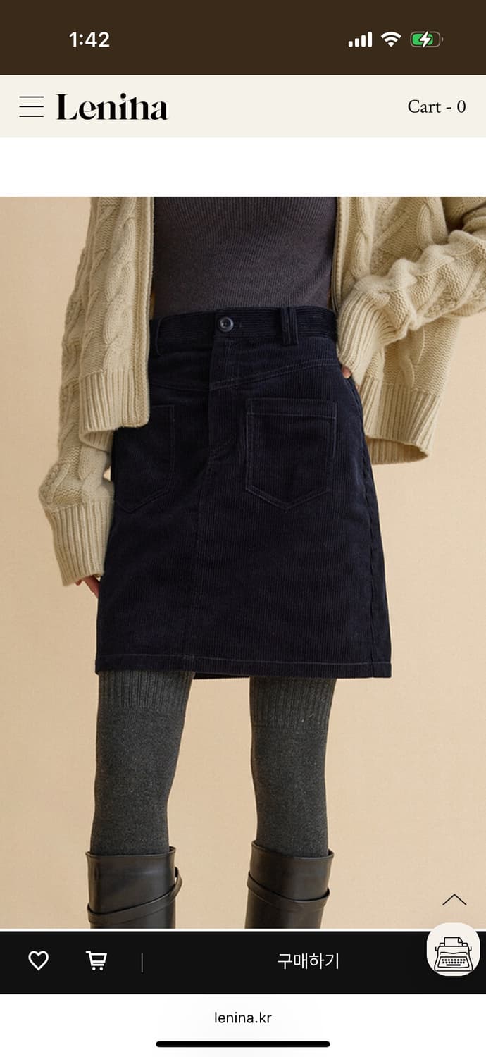 MEROY corduroy mid skirt_navy 상품이미지1