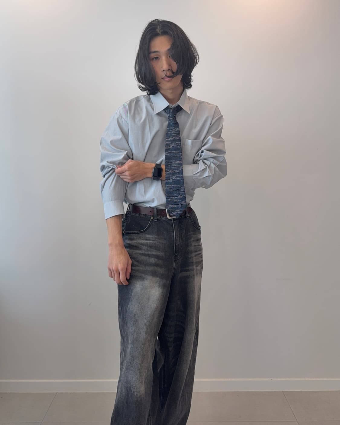 빈티지 스트라이프 드레스 셔츠 & 페이즐리 넥타이 세트 상품이미지3