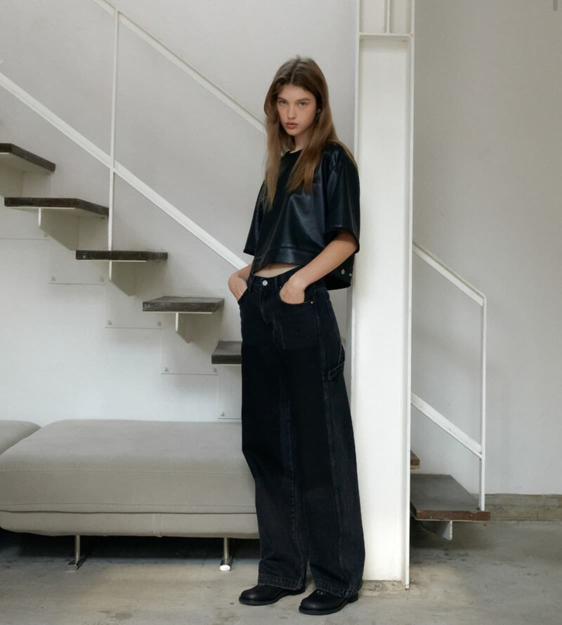 새상품) 렉스튜디오 블랙포인트 워싱데님팬츠 M (정가 139,000원) 상품이미지4