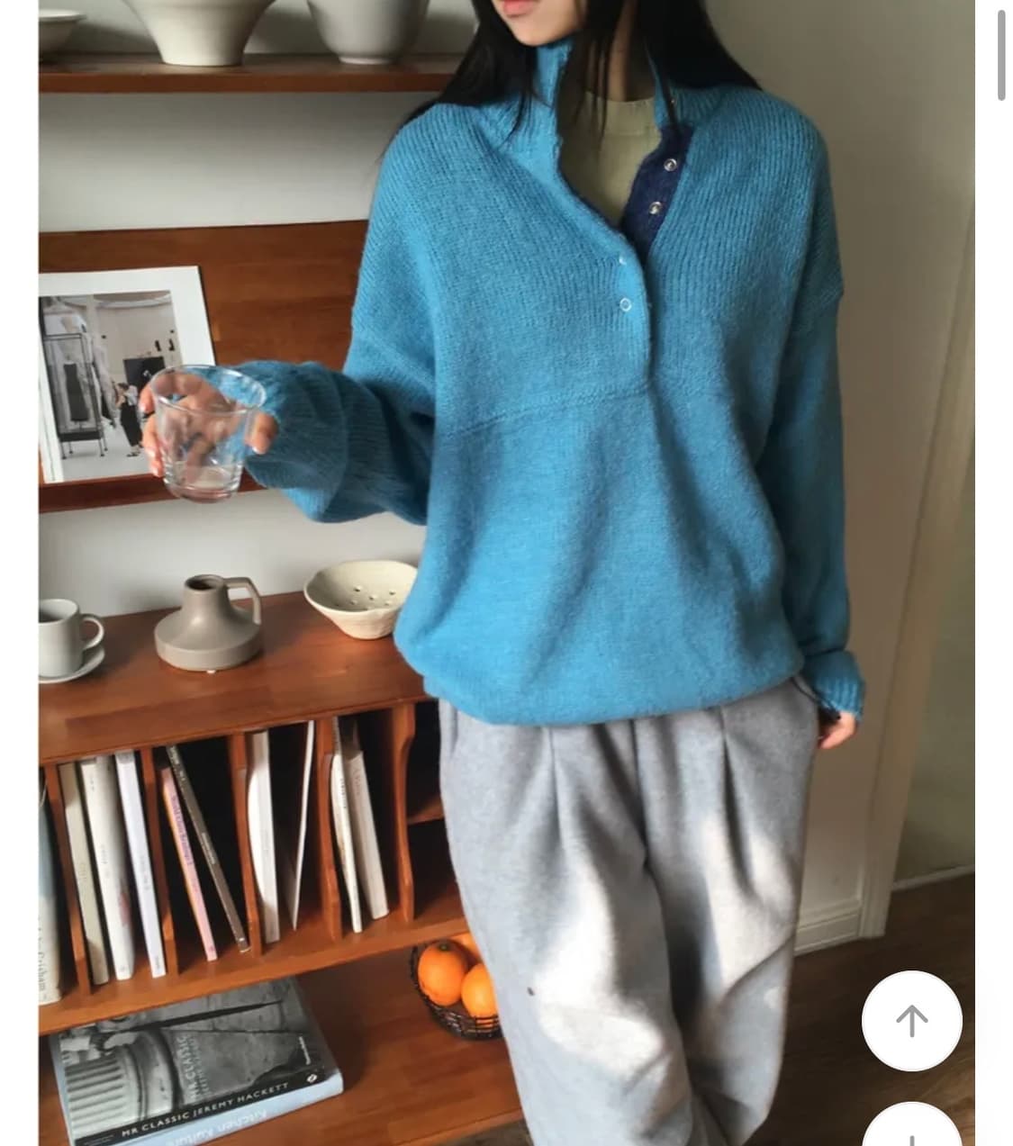 코틱 보카시 배색 하프 스냅 버튼 니트 상품이미지2