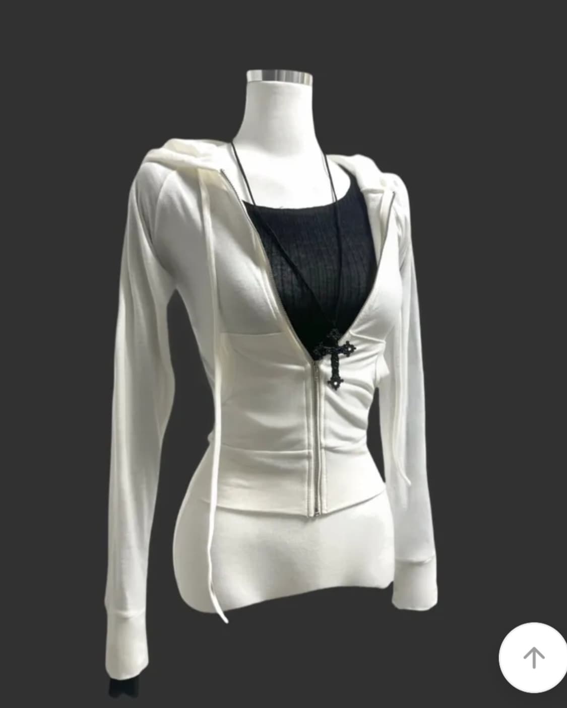 (새상품)에이블리 뉴앤비 개말라핏 슬림핏 후드집업 아이보리 상품이미지1