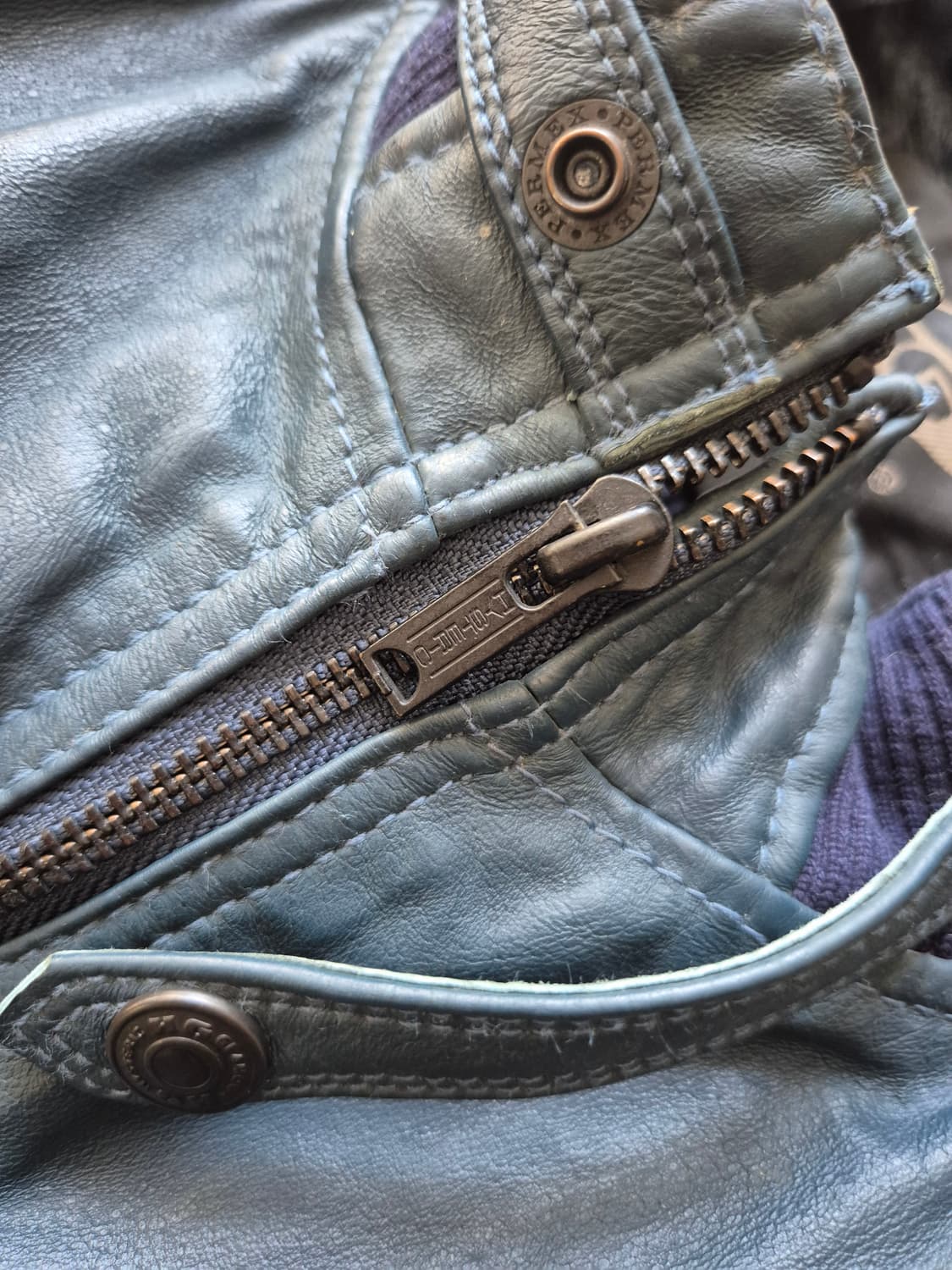 기무라타쿠야 착용 히스테릭 글래머 레더 블루종 상품이미지5