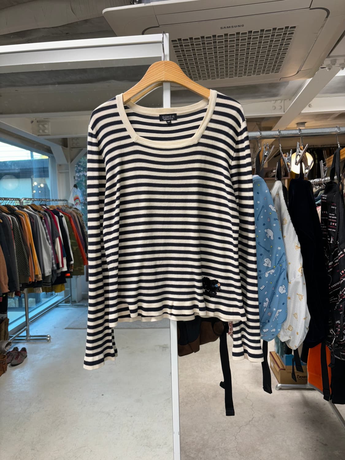 소니아 리키엘 스트라이프 스퀘어넥 니트 상품이미지2