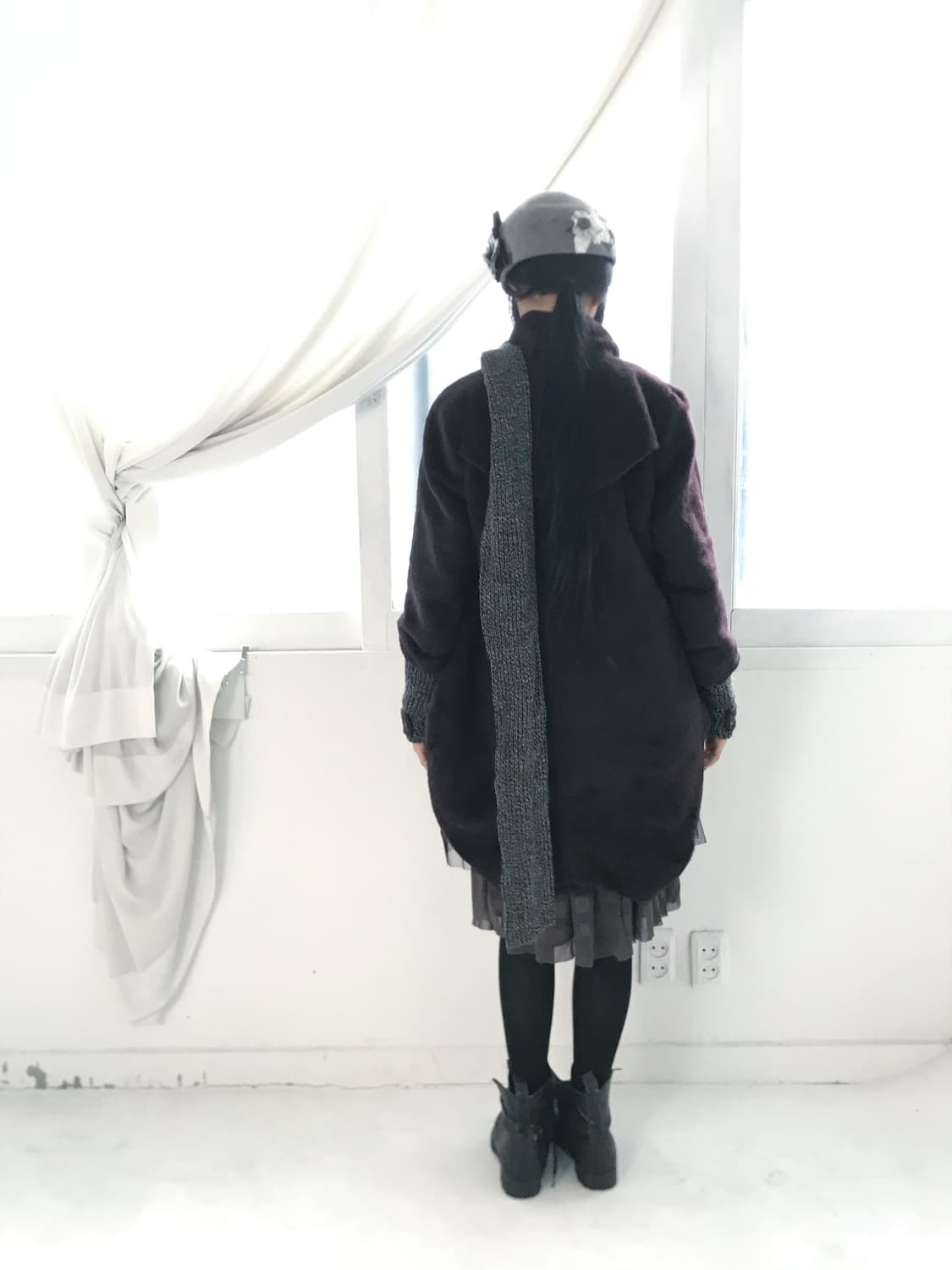 Tankus deep maroon muffler volume coat 상품이미지6