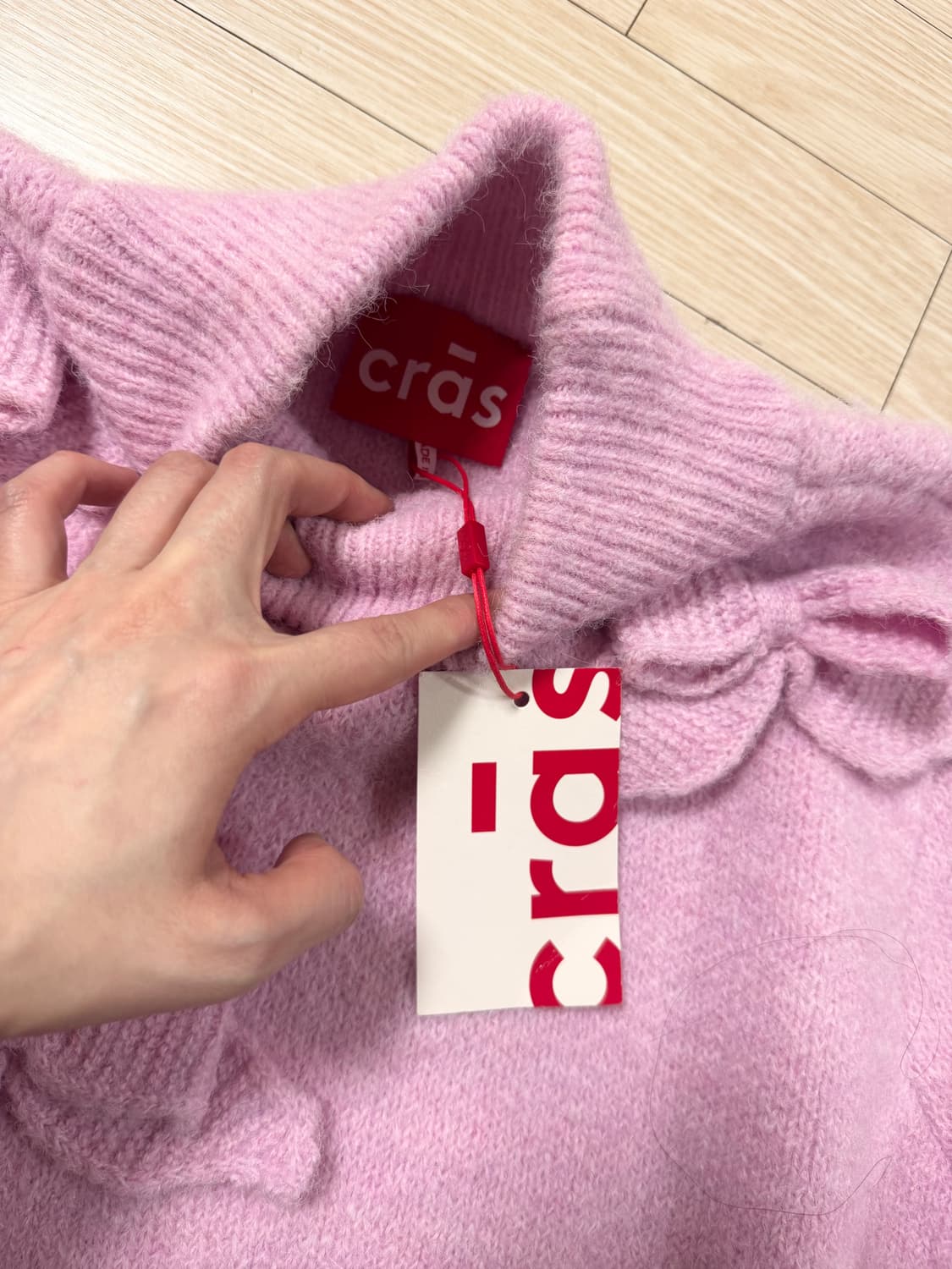 44 55 텍ㅇ새상품 정가45만 Cras 리본 벌룬소매 니트 스웨터 상품이미지8