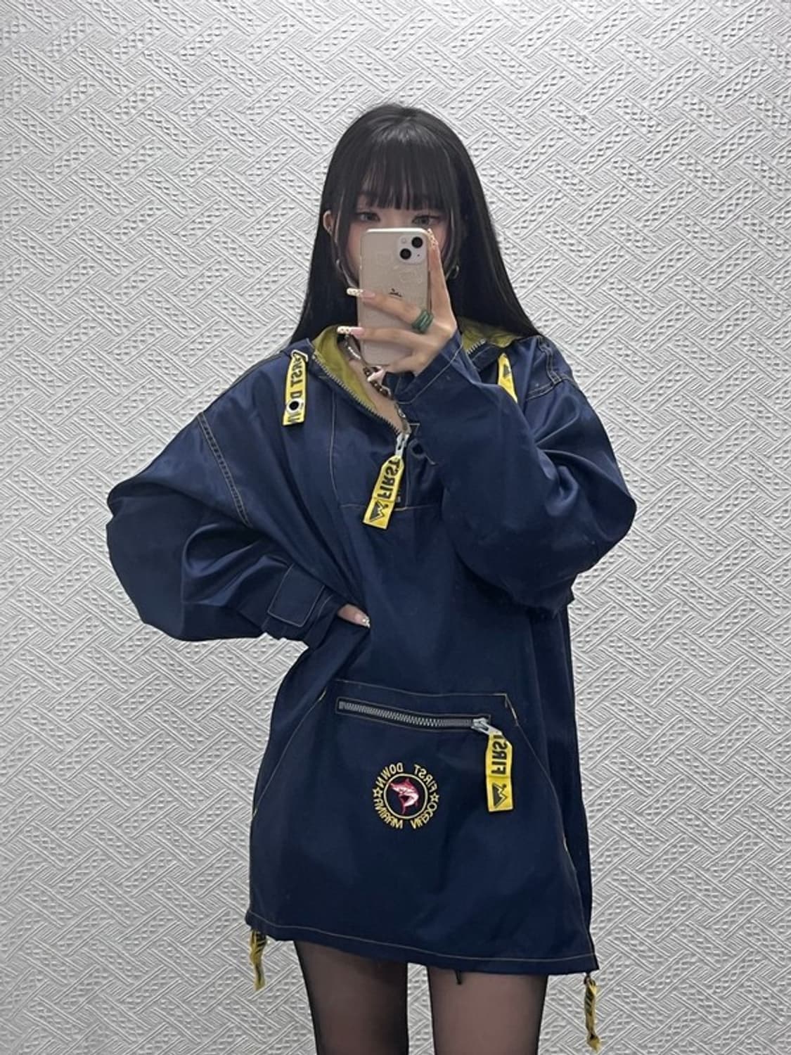 퍼스트 다운 레트로 스포티 배색 아노락 바람막이 M C09790 상품이미지2