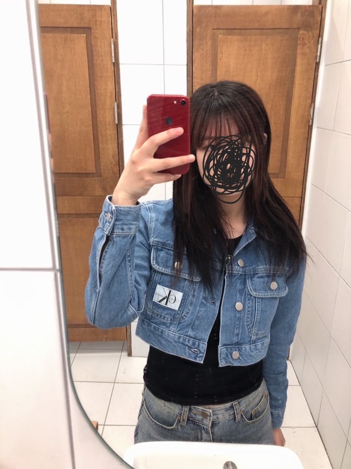 캘빈클라인 미드블루 90 크롭 데님 자켓 (제니 착용) 상품이미지3