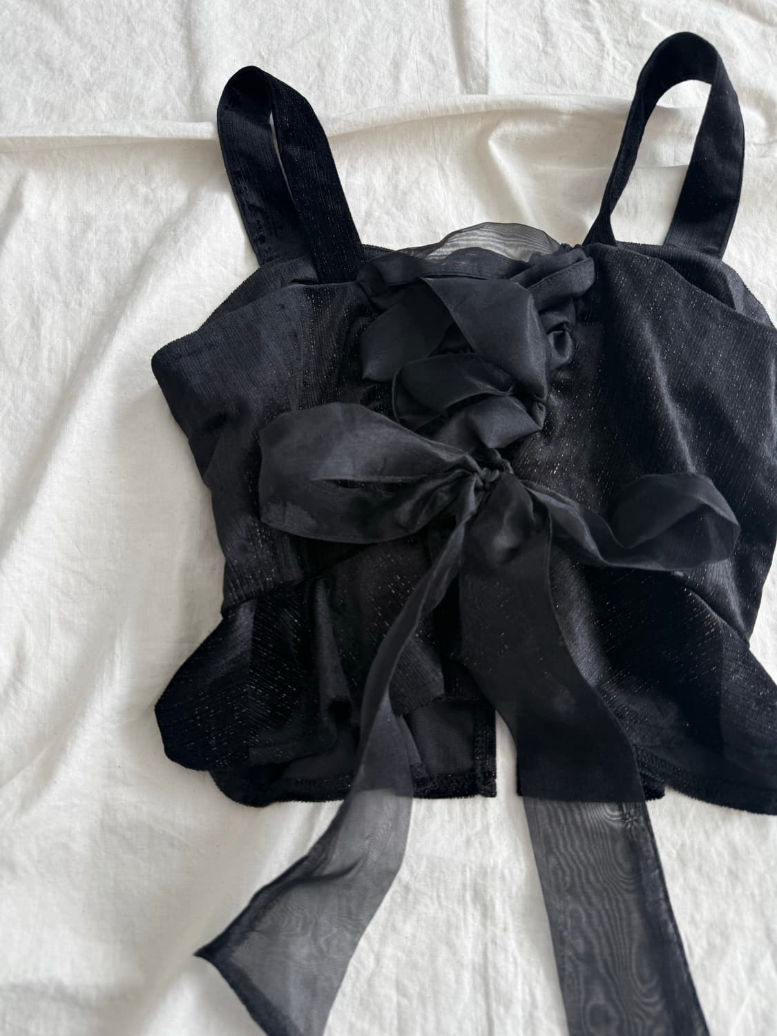 엑시즈팜 로걀 러블리 크롭 슬리브리스 상품이미지2