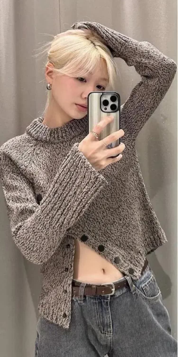 ZARA 언밸런스 버튼 트위스트 니트 상품이미지3