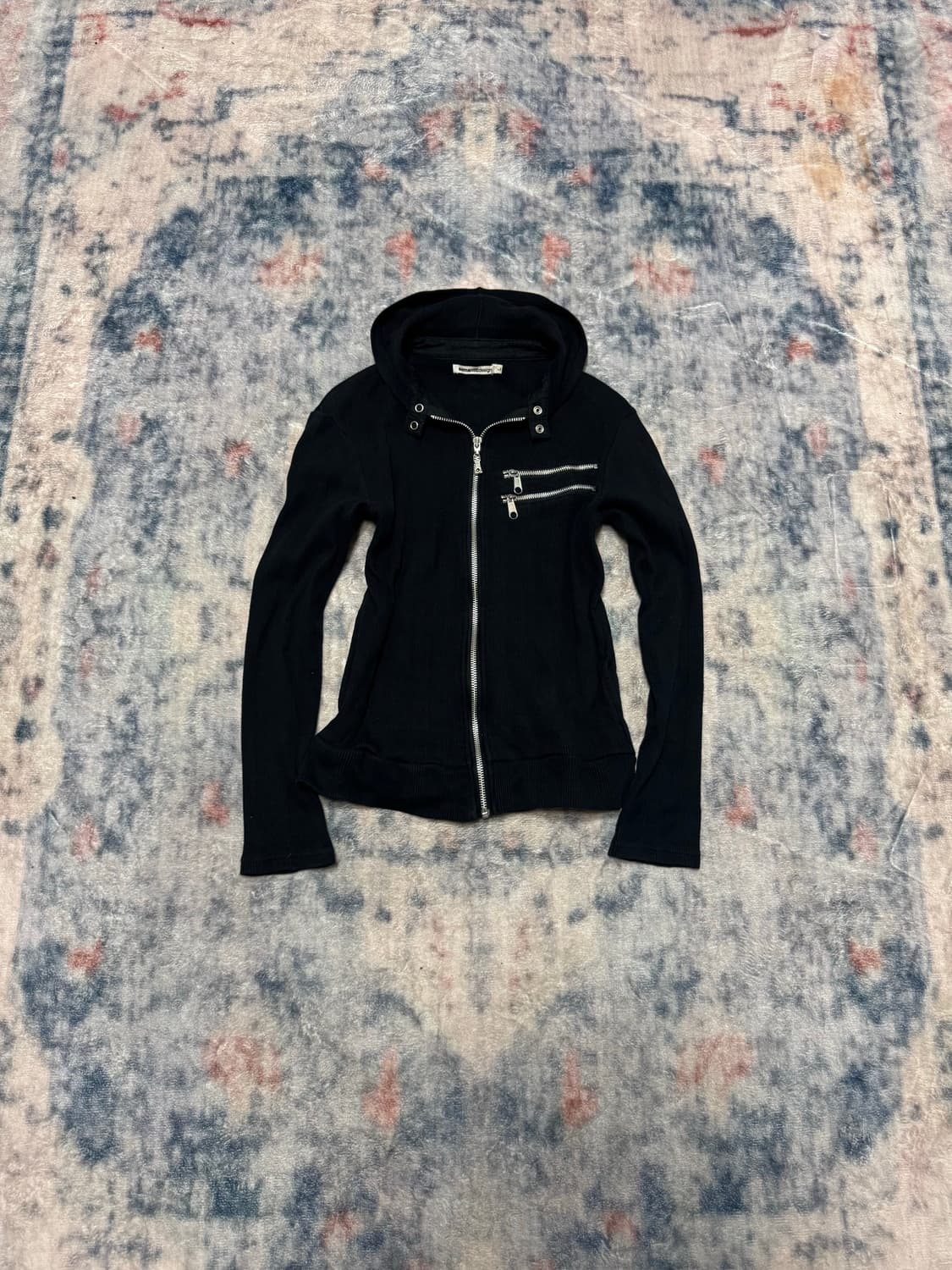 Semantic design ribbed rider hoodie 상품이미지2