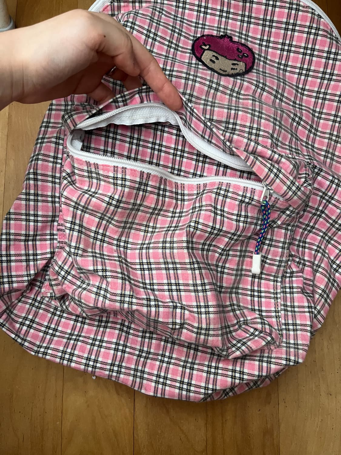 빈티지 딸기 체크 백팩 상품이미지2