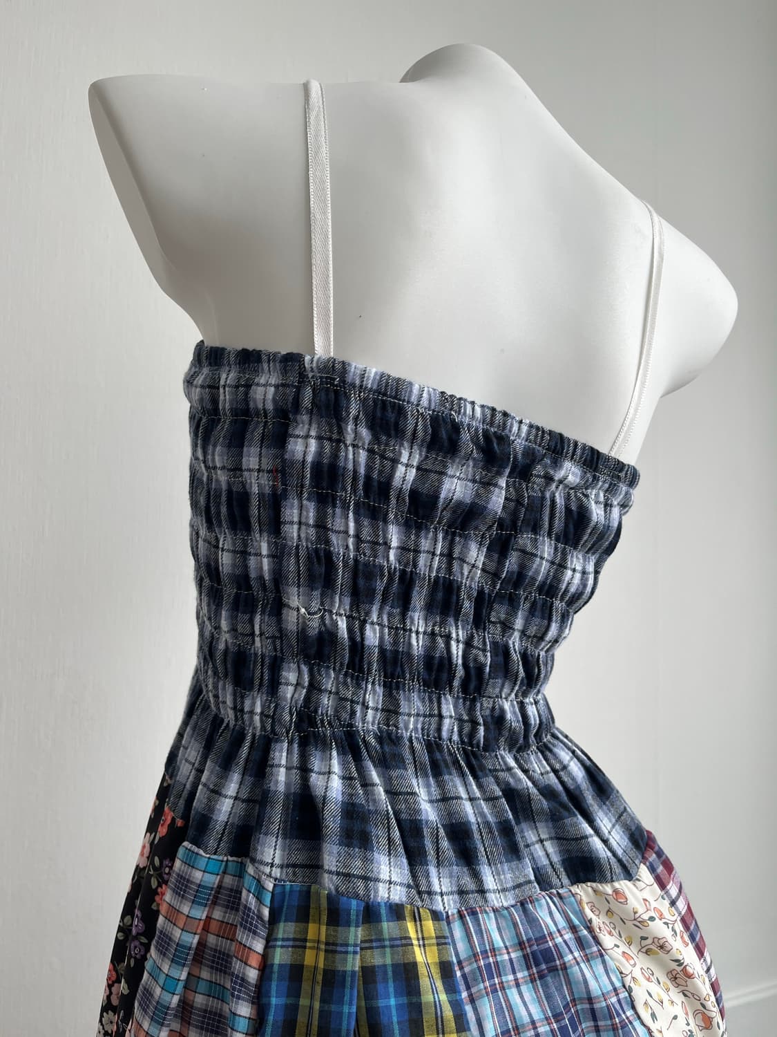 블루 체크 패치 롱 원피스 상품이미지6