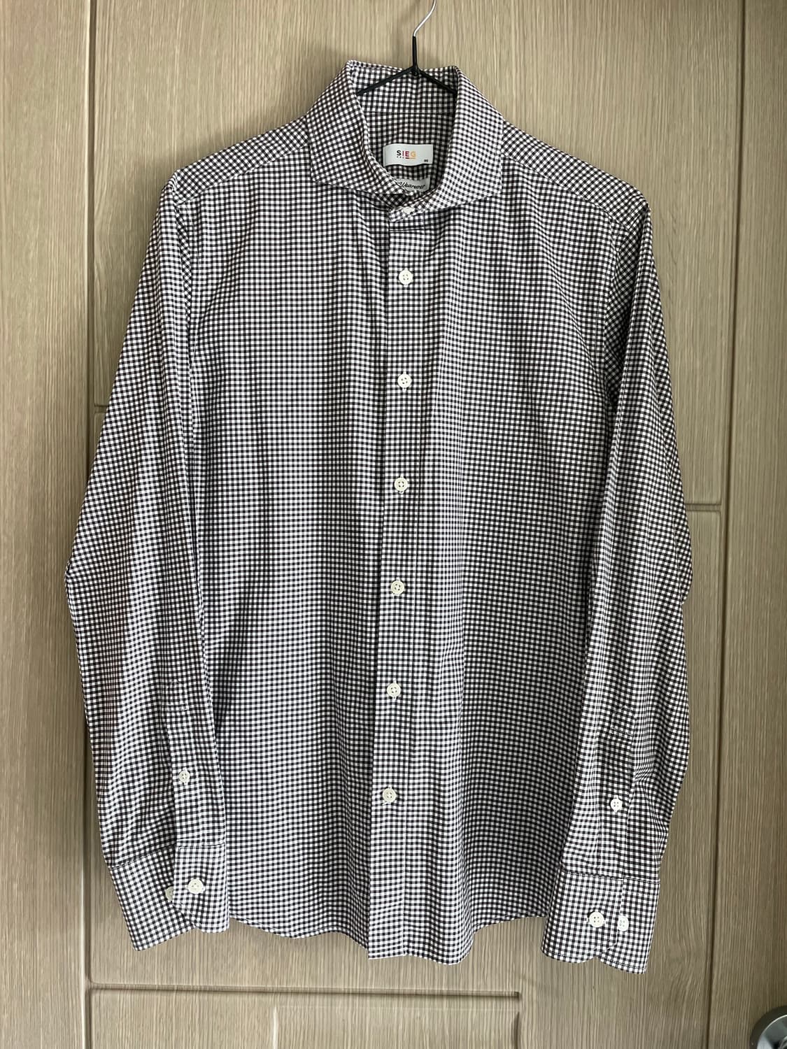 SIEG 브라운 깅엄체크 모리걸 너디 셔츠 상품이미지3