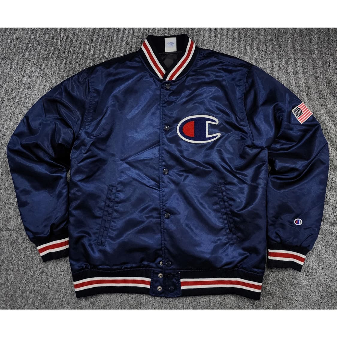 챔피온 재팬 빅로고 성조기 패치 새틴 스타디움 바시티 자켓 L 상품이미지1