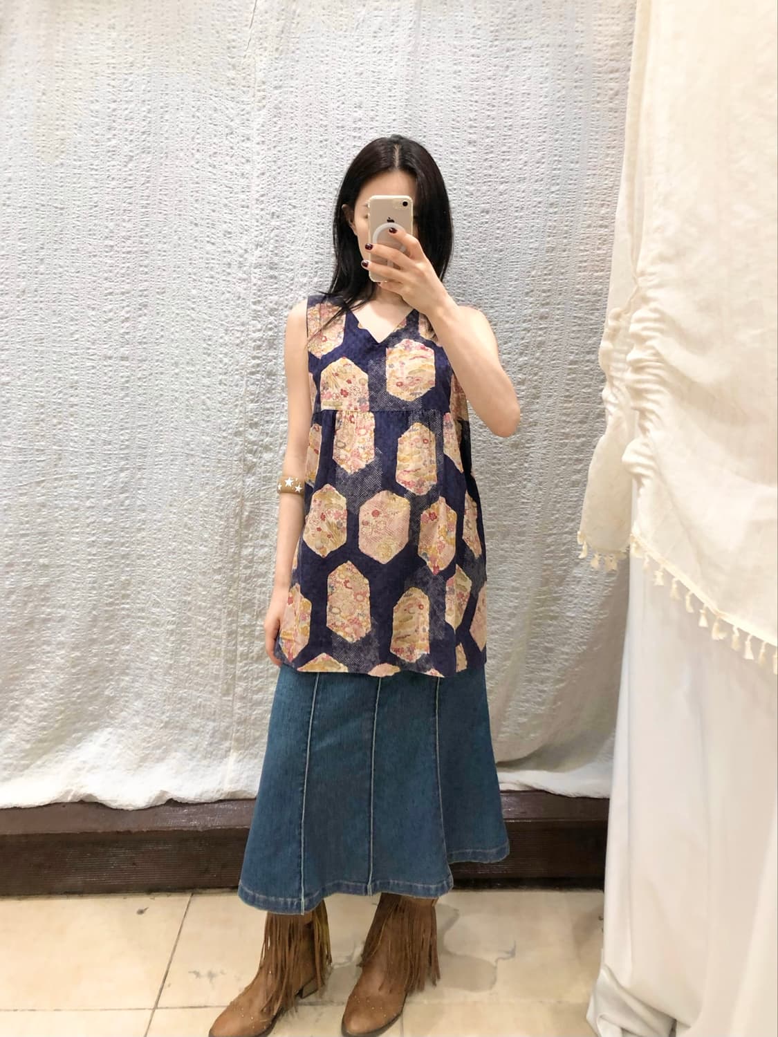 Denim flowy midi skirt 상품이미지5