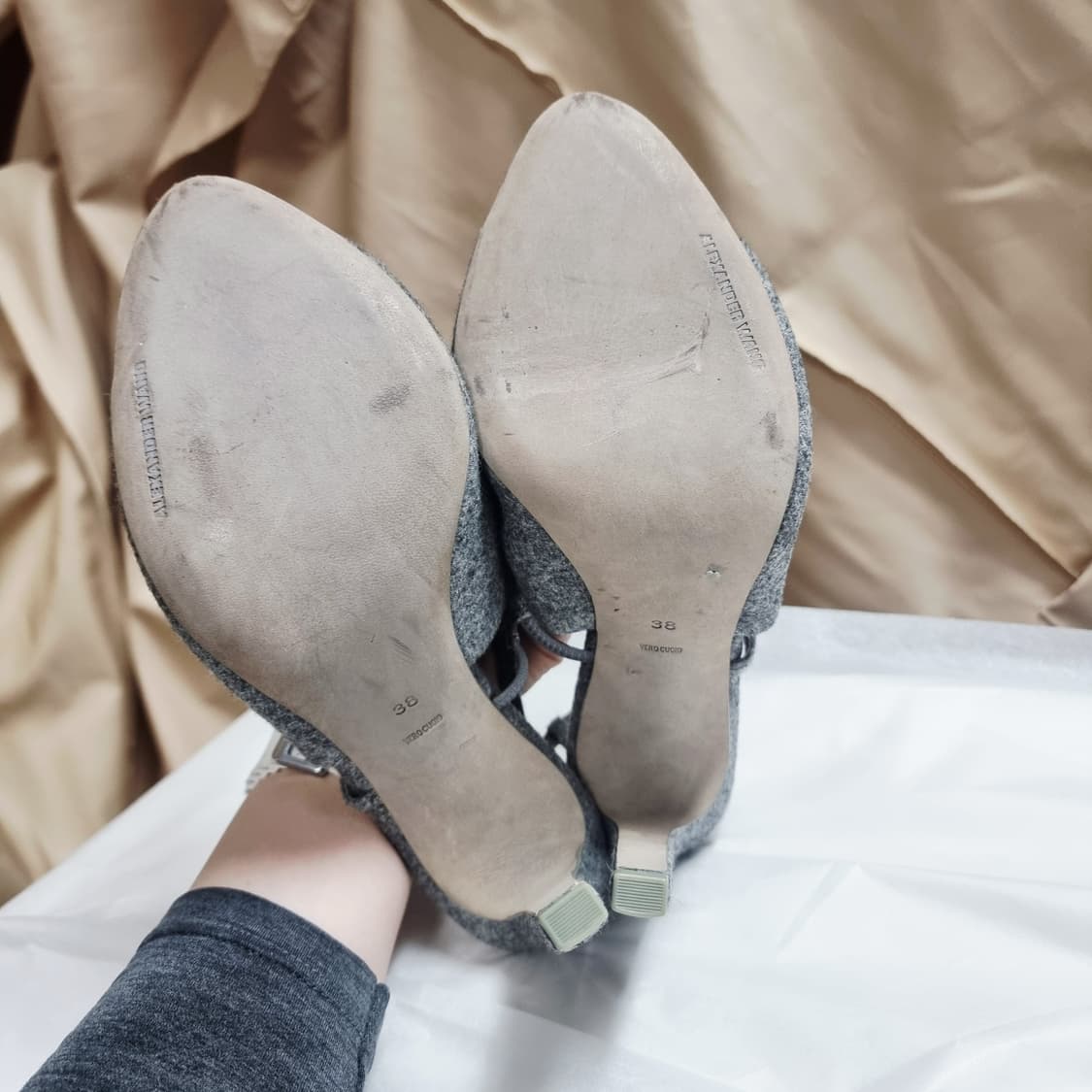 알렉산더왕 하이힐 오픈토힐 샌들 펠트 레더 가죽 (250mm/표기38) 상품이미지2