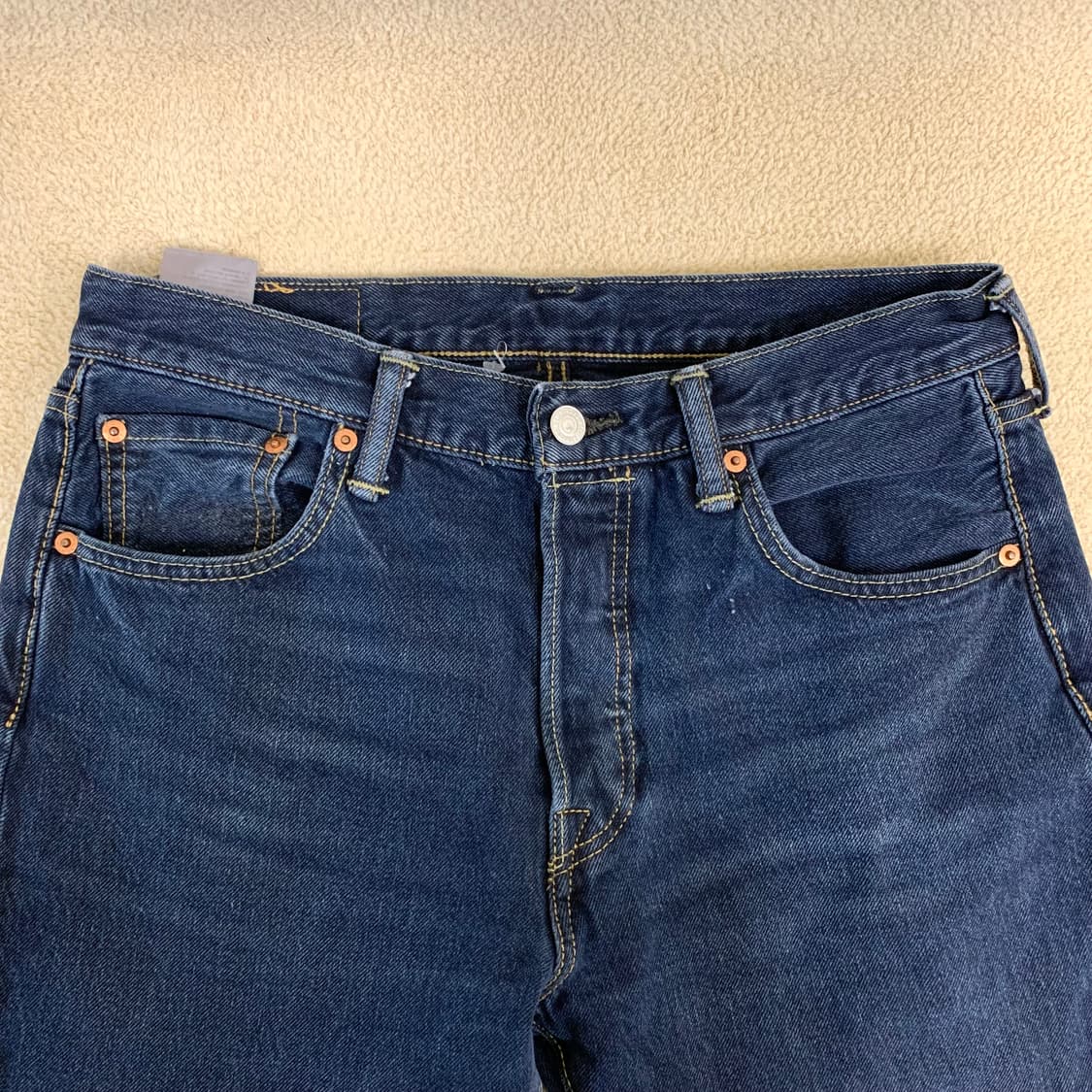 빈티지 리바이스501 워싱 데님팬츠(30사이즈) 남자청바지 진청 다크블루 상품이미지5