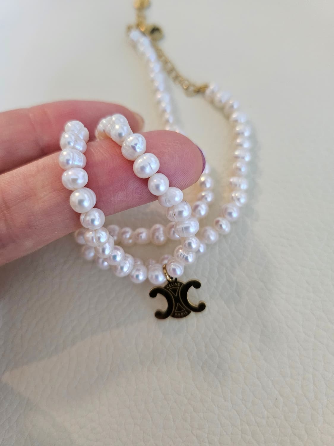 셀린느 트리옹프 천연담수 진주 초커목걸이 업사이클링 상품이미지3