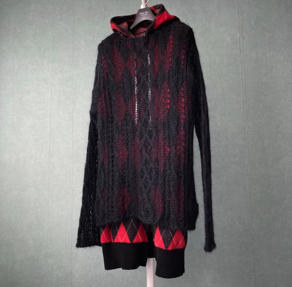 넘버나인 슬리브리스 아가일 롱 집업 상품이미지4