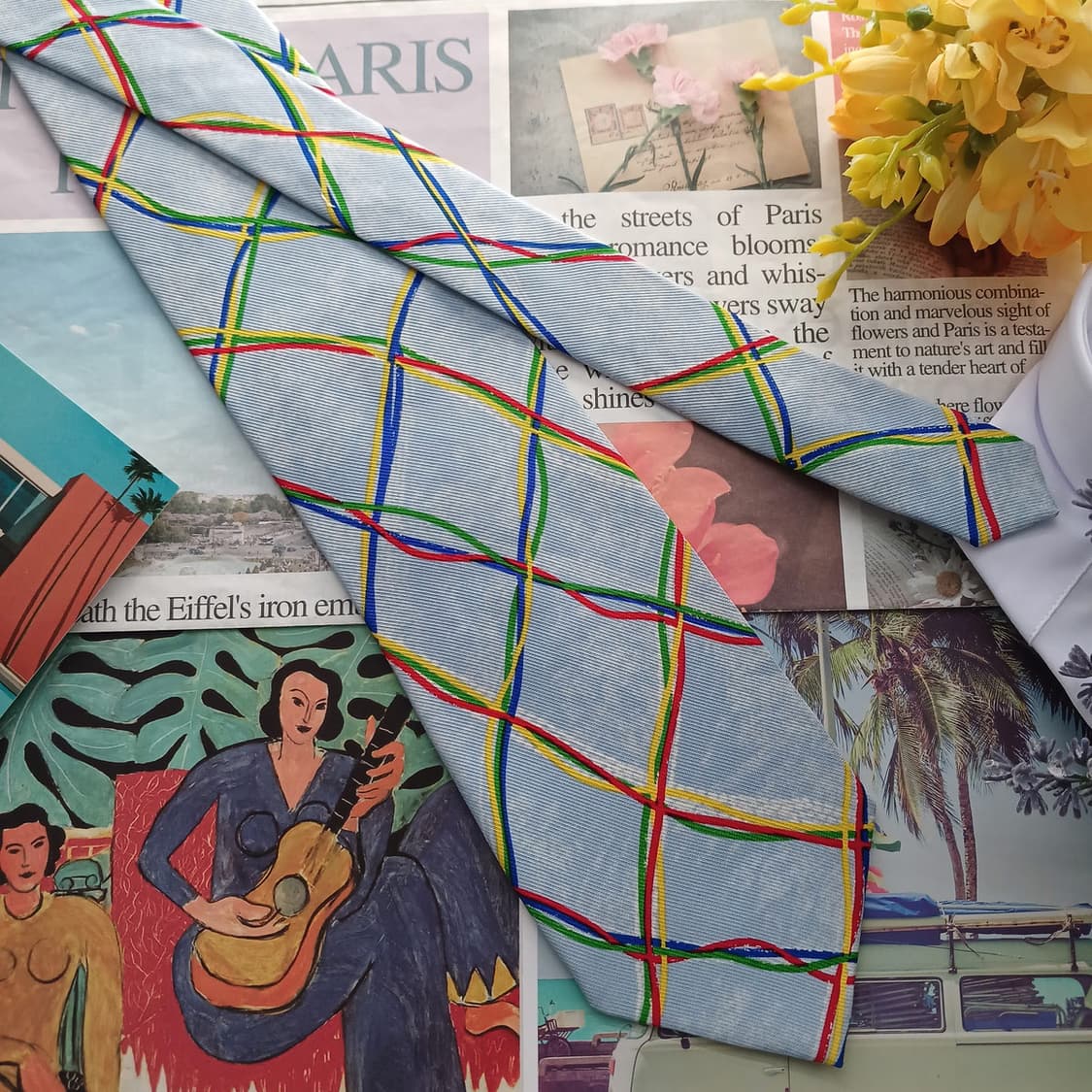 소니아리키엘 실크 멀티 스트라이프 넥타이 9.5cm A+등급 A18745 상품이미지3