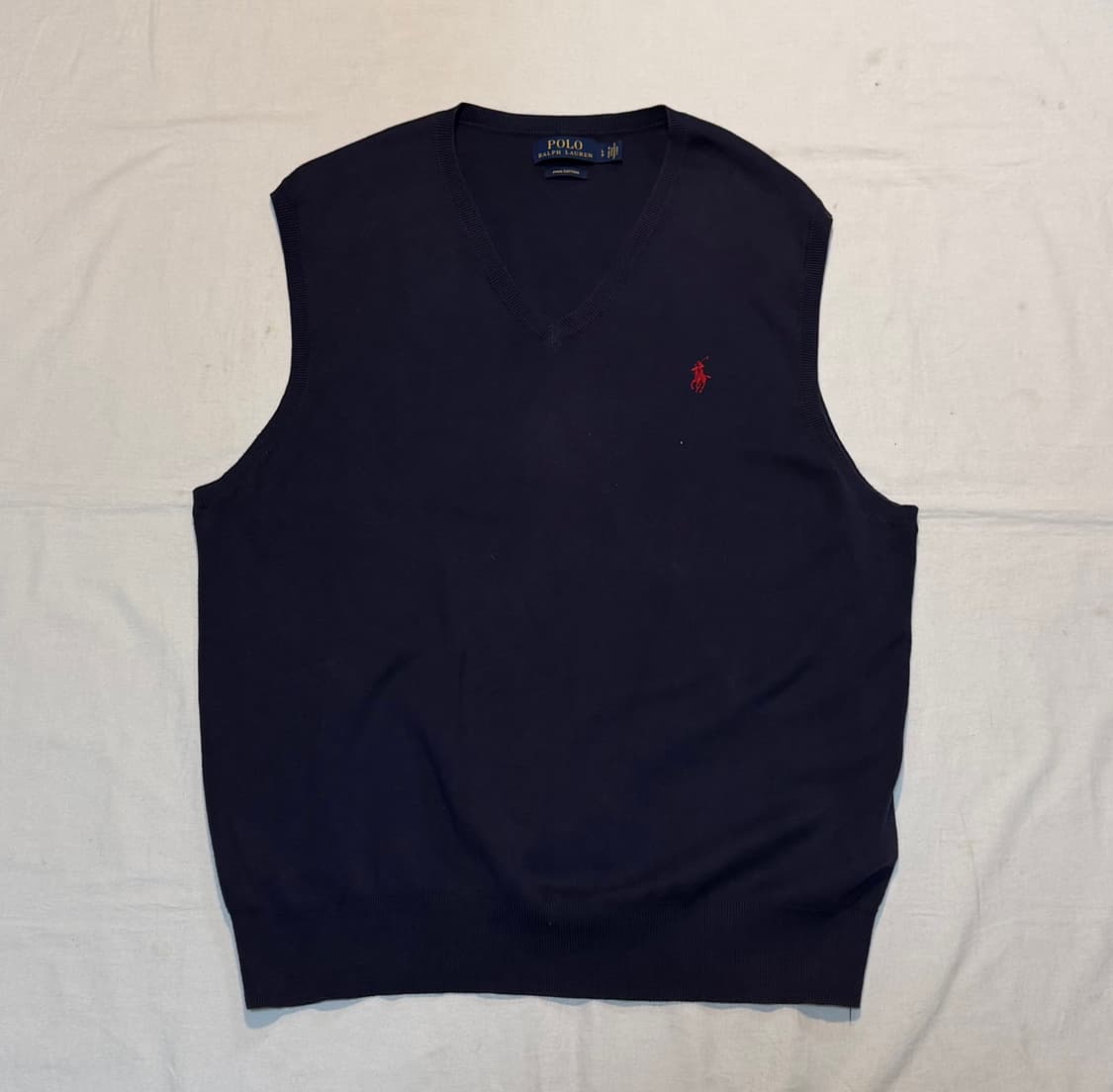 폴로 랄프로렌 피마코튼 니트 조끼 베스트 네이비 상품이미지1